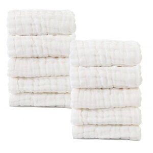White Baby Washcloths Natural Cotton Baby Wipes Soft Newborn Baby‎ Face Towel